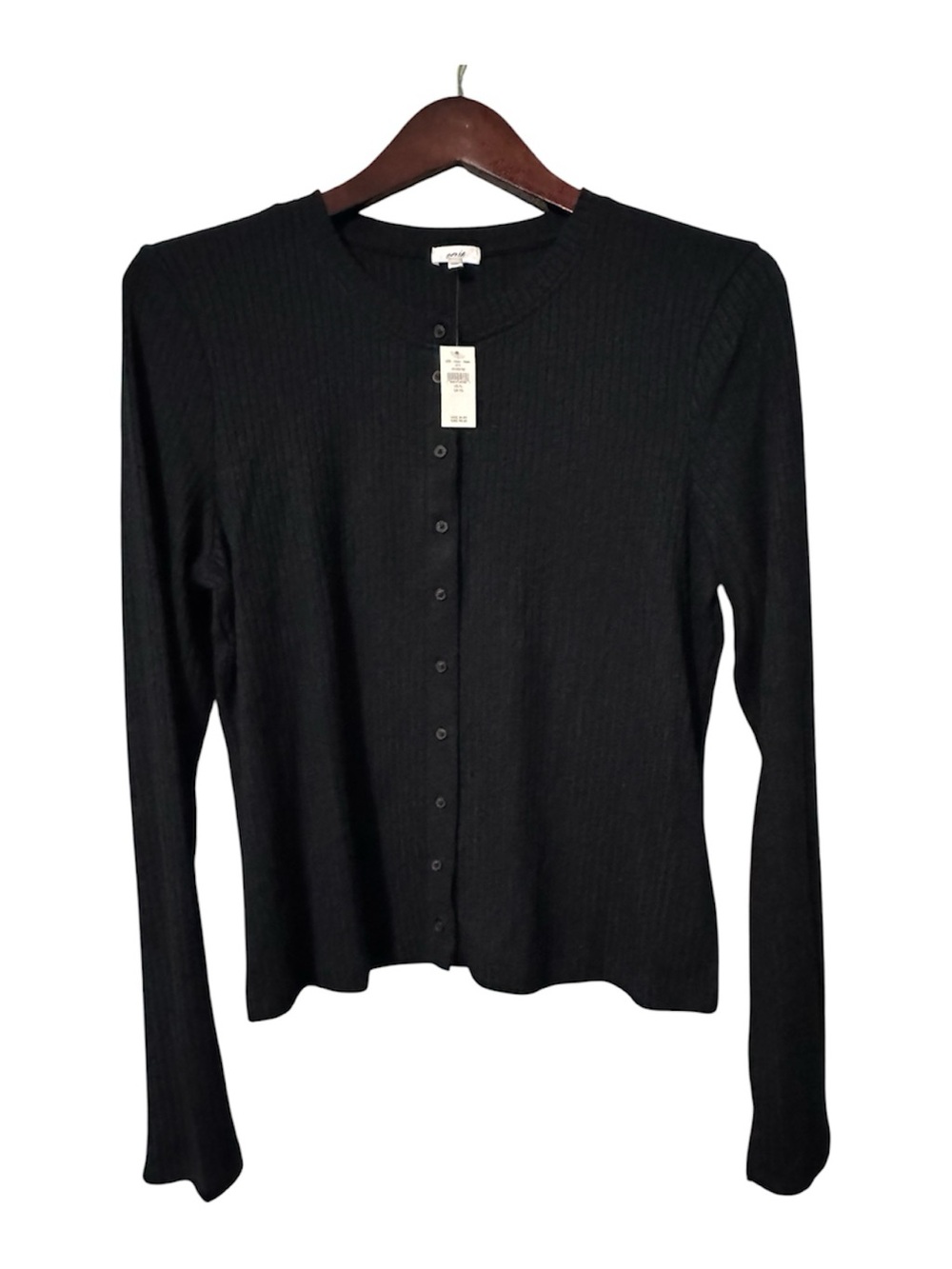 Aerie Black Ribbed Button Front Cardigan Top Women’s XL NWT